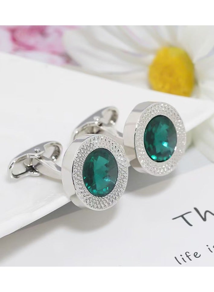 ORiTi 1pair Wedding Cufflinks Fashion Men's Artificial Diamond Inlaid Cufflinks, Ideal choice for Gifts - Image 1