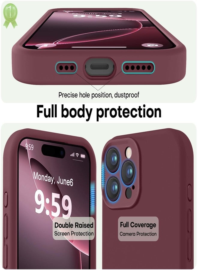 LOVE 3000 جراب LOVE 3000 مصمم خصيصًا لهاتف iPhone 16 Pro، مصنوع من السيليكون الفاخر مع بطانة ناعمة من الألياف الدقيقة المقاومة للخدش، جراب واقٍ مقاوم للصدمات مناسب للرجال والنساء والفتيات، مقاس 6.3 بوصة، لون أحمر خمري - Image 3