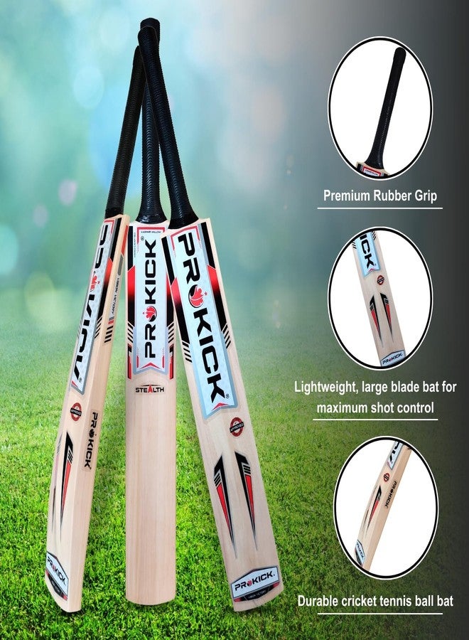 Prokick Stealth Top-Grade Kashmir Willow Cricket Bat|Extra Premium Grip|Ready to Play|Full Size Bat (Suitable for Both Leather Ball and Hard Tennis Ball, Playing Style : All-Round, Short Handle Mens) - Image 2