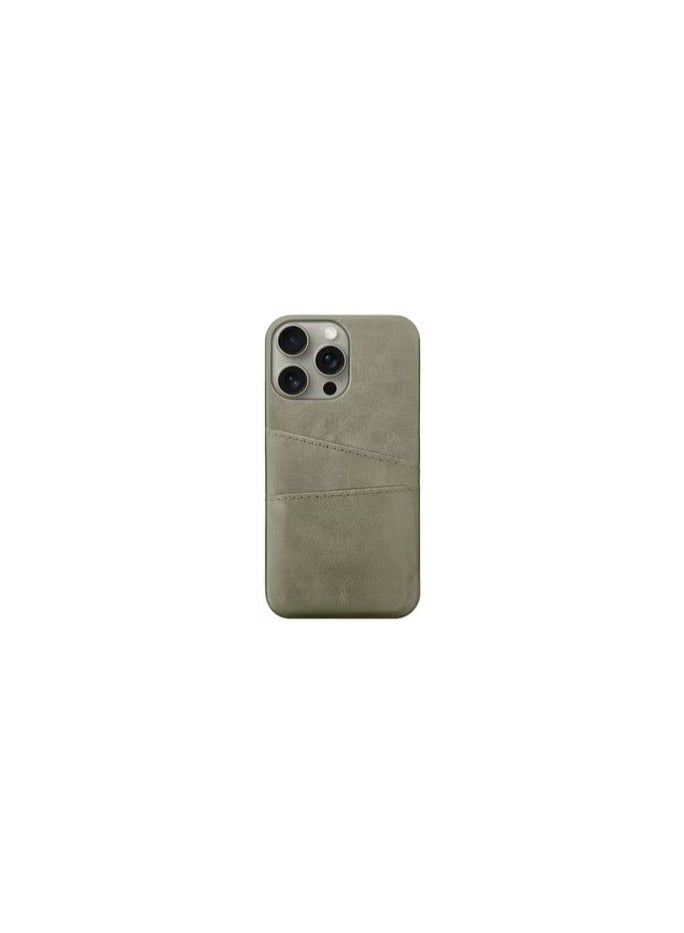 CATANES iPhone 15 Pro Max 2Packs Case Cover Leather with Card Holder for Men Women Phone Case with 3D Screen Protector - Grey  - Image 1