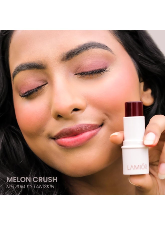 LAMIOR Bouncy Jelly Lip & Cheek Stain - Melon Crush | 90% Natural, Hydrating, Buildable Color | Skincare-Powered, Vegan, Cruelty-Free, Non-Comedogenic & Long-Lasting - Image 3