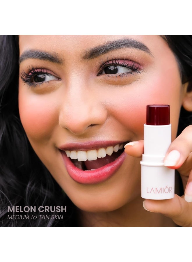 LAMIOR Bouncy Jelly Lip & Cheek Stain - Melon Crush | 90% Natural, Hydrating, Buildable Color | Skincare-Powered, Vegan, Cruelty-Free, Non-Comedogenic & Long-Lasting - Image 4