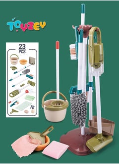 Toyzey Realistic Children's Cleaning Playset - 23PC Montessori Toy Kit with Functional Bucket, Vacuum Cleaner & Accessories | Saudi-Age Appropriate Roleplay Toy | Perfect Gift for Hygiene Learning  - Image 1