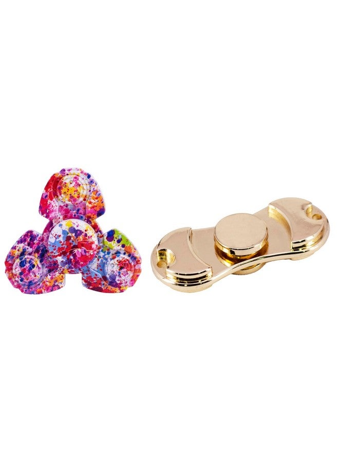 Premsons Premsons® Hand Spinner Desk Toy - High Speed Smooth Finger Spin Sensory Fidget Stress Relief Game Play for Kids & Adults - Birthday Party Gift - Combo - Rainbow Splash Triangular Head + Gold Dual - Image 1