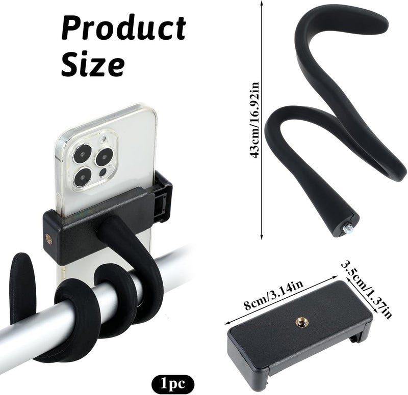 Apausvcm Stroller Phone Holder Portable Flexible Cell Phone Holder Stand with Nonskidding Arm Grip Soft Alloy Phone Clamp Stroller Accessories for Baby Buggy Desk Handlebar Treadmill Pushchair - Image 2