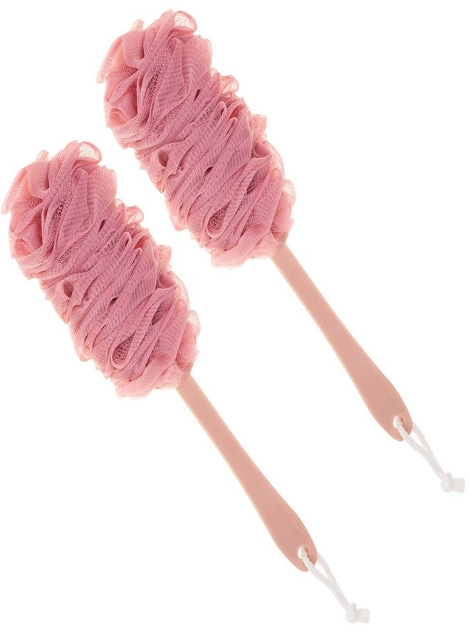 Arswin Back Scrubber for Shower,Loofah Long Handle Bath Body Brush,Soft Nylon Mesh Sponge for Shower,Loofah On a Stick for Men Women,Exfoliating Scrub Cleaning Luffa for Elderly(2-Pack,Pink) - Image 1