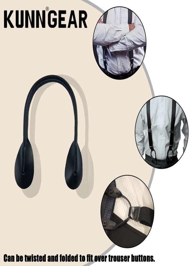 KUNN Genuine Leather Strips 4 Pcs Replacement for Medieval Button End Suspenders,Black - Image 5