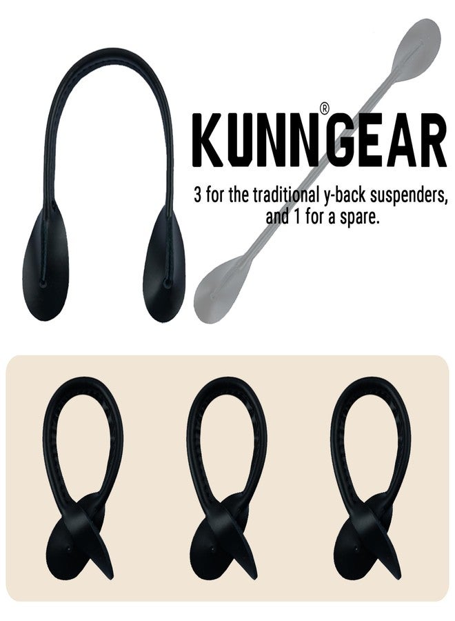 KUNN Genuine Leather Strips 4 Pcs Replacement for Medieval Button End Suspenders,Black - Image 4