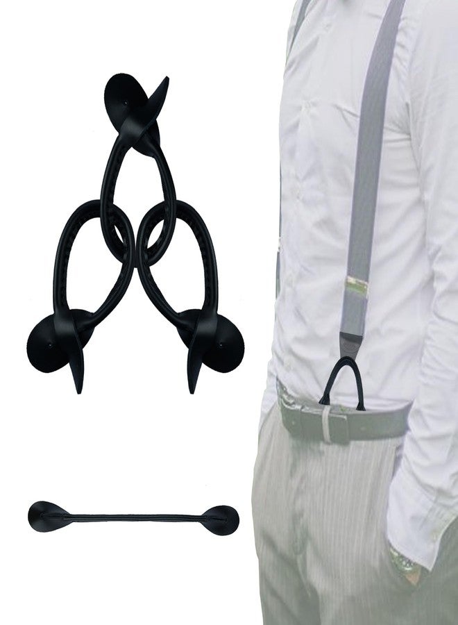 KUNN Genuine Leather Strips 4 Pcs Replacement for Medieval Button End Suspenders,Black - Image 1