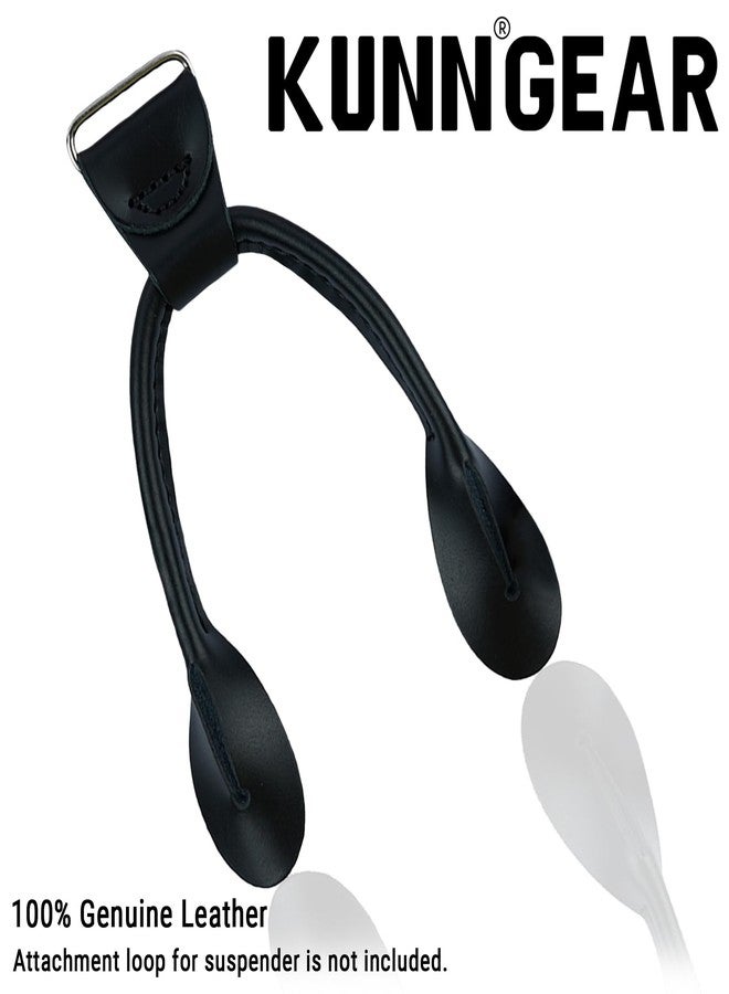 KUNN Genuine Leather Strips 4 Pcs Replacement for Medieval Button End Suspenders,Black - Image 3