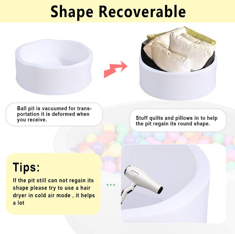 TRENDBOX Soft Memory Foam Ball Pit Sponge Indoor Round Ball Pit (NO Balls) for Toddler Children - White - Image 3