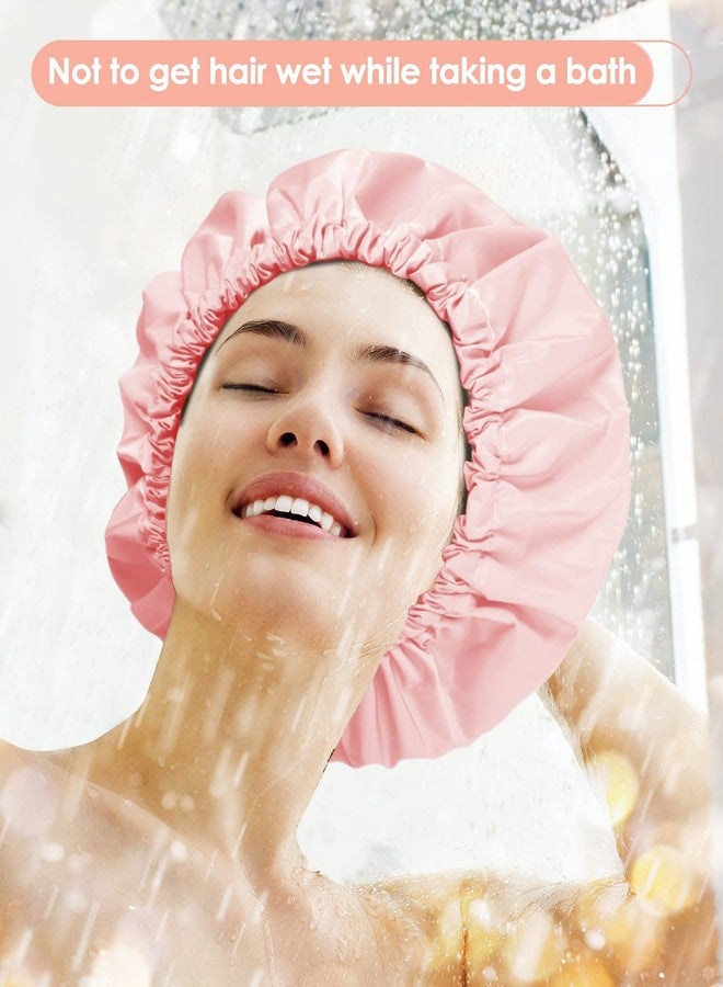 Aquior Shower Caps, Reusable Shower Cap for Women, Waterproof Layer Hair Cap, Large Size for All Hair Lengths,for Girls Spa Home Salon Use (Pink) - Image 5