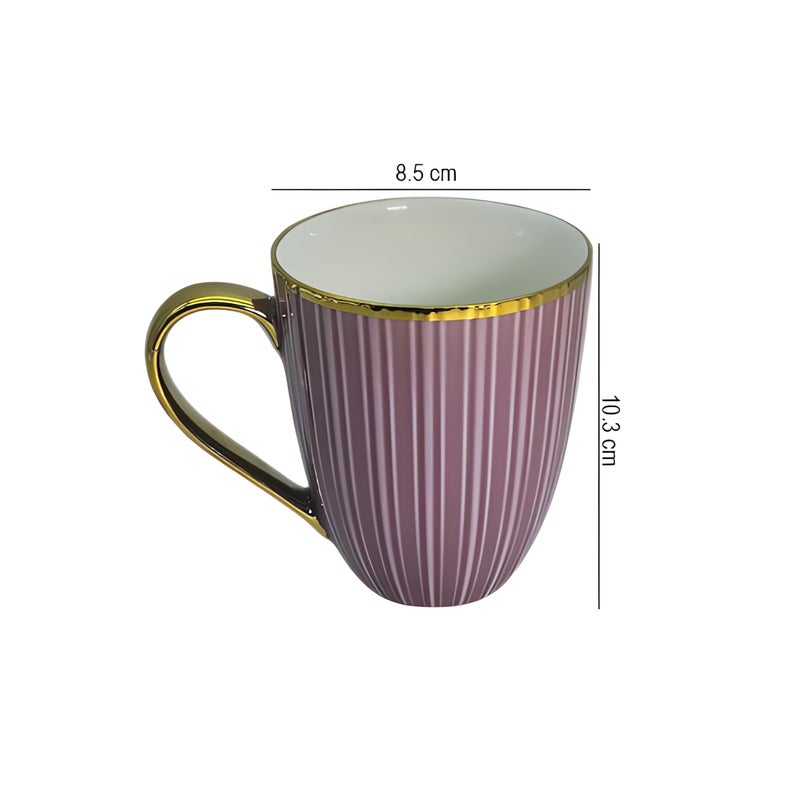 Lemon Tree Porcelain Ceramic TeaCoffee Mug Set 360 ml Set of 2 Stylish Design Ideal for Daily Use Gifting Fine Porcelain with Gold Rim Handle Purple - Image 5