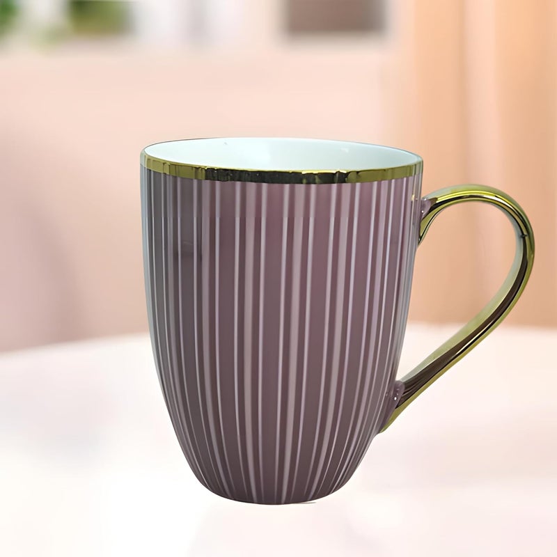Lemon Tree Porcelain Ceramic TeaCoffee Mug Set 360 ml Set of 2 Stylish Design Ideal for Daily Use Gifting Fine Porcelain with Gold Rim Handle Purple - Image 3