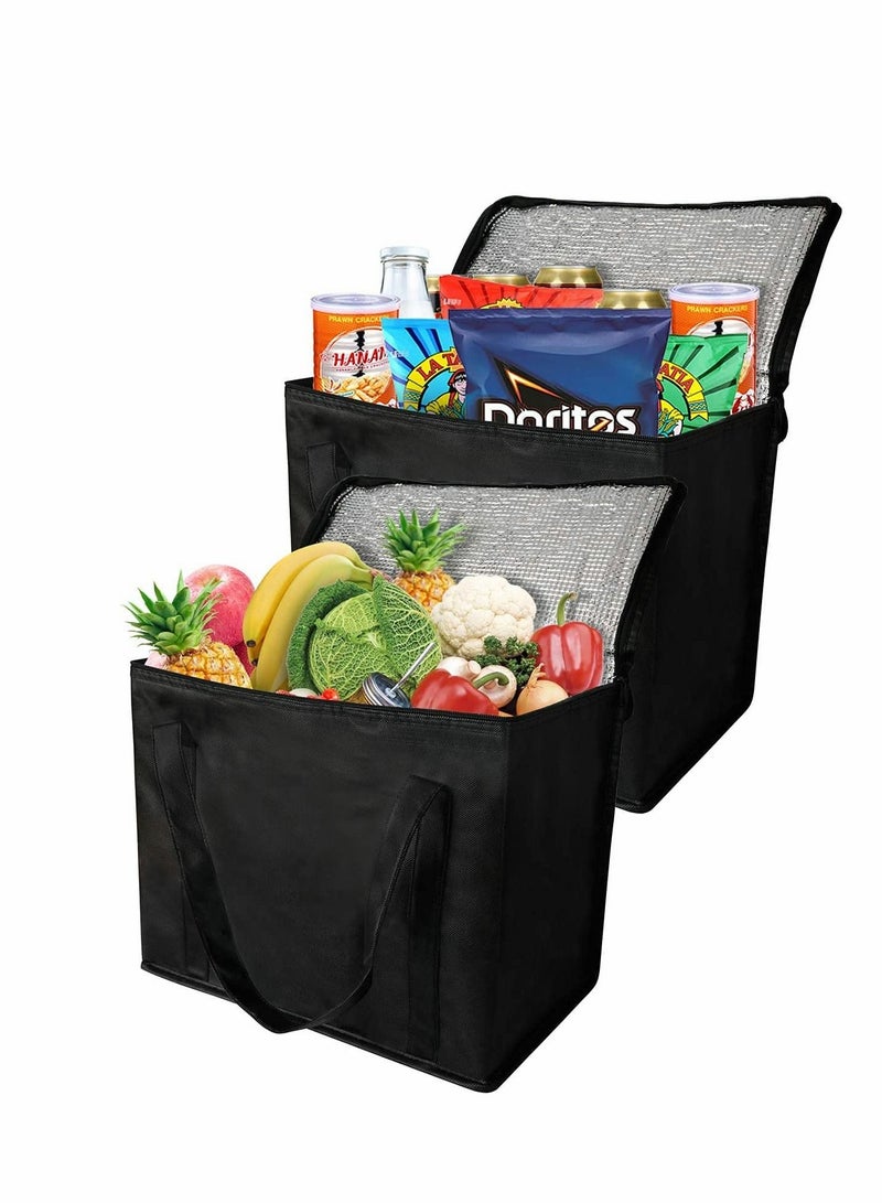 XiuWoo 2 Insulated Reusable Grocery Bag with Zippered Top, XL, Large, Frozen Foods Cold, Cooler Shopping Accessories, Insullated Bags - Image 1