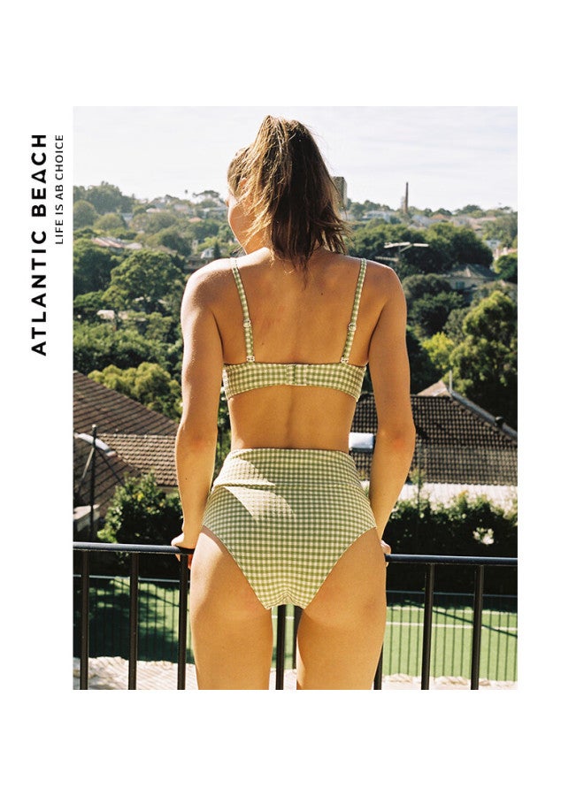 Atlanticbeach Atlantic Beach New French Retro Swimsuit Women Hot Spring Split Type Swimsuit Slimming High-end Sense New Plaid Bikini - Image 5