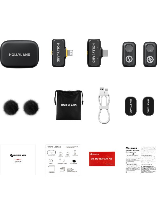 Hollyland LARK A1 Combo 2-Person Wireless Microphone System with USB-C and Lightning Connectors for Mobile Devices (Cloud Pink, 2.4 GHz) Lark A1 Combo Cloud Pink - Image 1