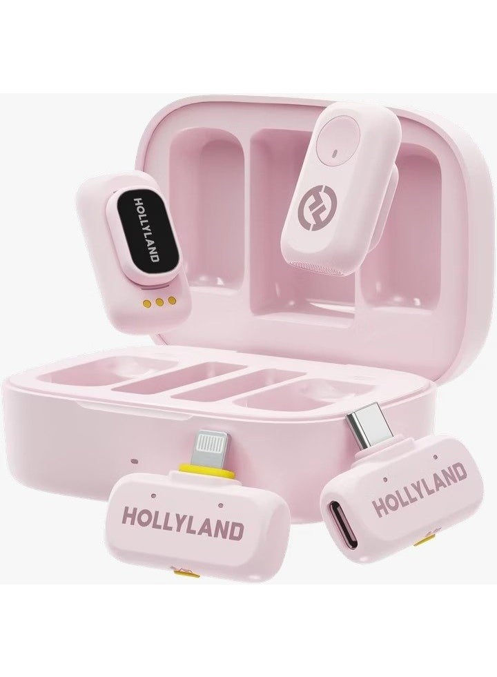 Hollyland LARK A1 Combo 2-Person Wireless Microphone System with USB-C and Lightning Connectors for Mobile Devices (Cloud Pink, 2.4 GHz) Lark A1 Combo Cloud Pink - Image 2