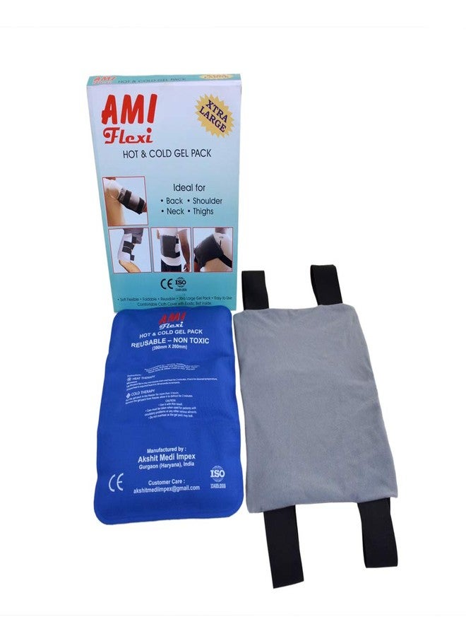 AMI Flexi Xtra Large Hot & Cold Gel Pack Reusable Soft Foldable CE ISO Certified with Cover and Elastic Belt For Multiple Therapies.(Blue/Navy Blue) - Image 3