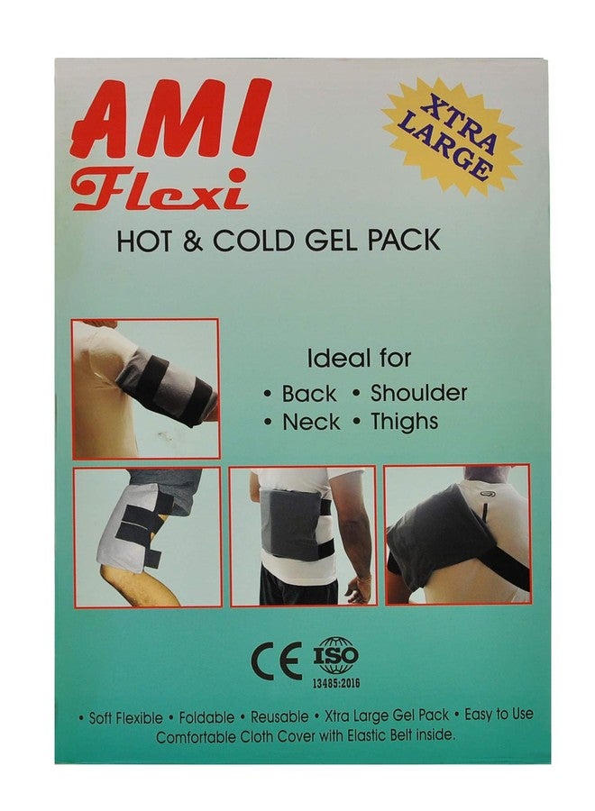 AMI Flexi Xtra Large Hot & Cold Gel Pack Reusable Soft Foldable CE ISO Certified with Cover and Elastic Belt For Multiple Therapies.(Blue/Navy Blue) - Image 2