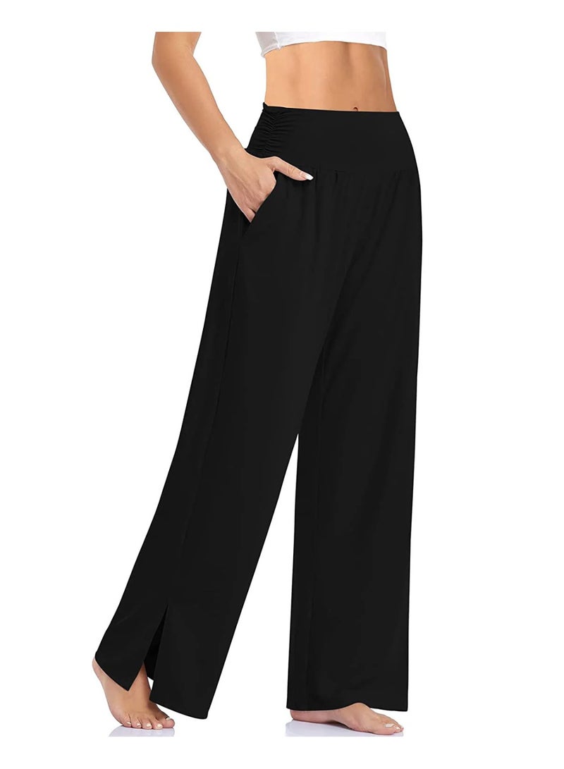 NALA Wide-Leg Black Pilates Pants - Image 1