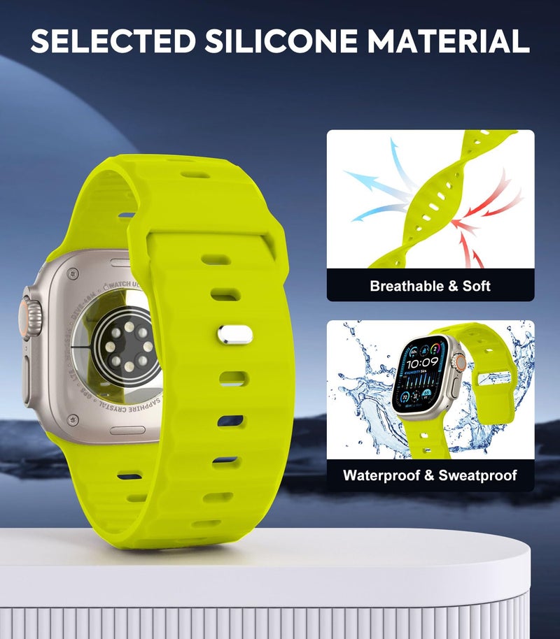 MoKo 3Pack Ocean Band Compatible with Apple Watch Ultra 3/2/1 49mm,S11/S10 46mm,9/8/7 45mm,SE3/SE2/SE/6/5/4 44mm,3/2/1 42mm, Silicone Replacement Strap Sport Wrist Band for Men Women,F/W/B - Image 4