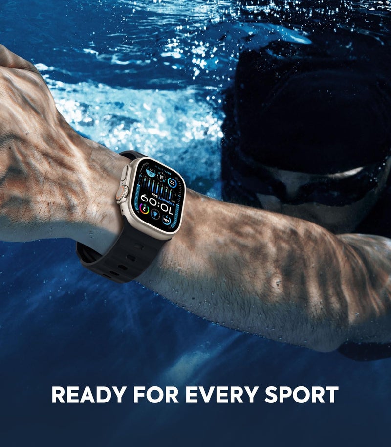 MoKo 3Pack Ocean Band Compatible with Apple Watch Ultra 3/2/1 49mm,S11/S10 46mm,9/8/7 45mm,SE3/SE2/SE/6/5/4 44mm,3/2/1 42mm, Silicone Replacement Strap Sport Wrist Band for Men Women,F/W/B - Image 5