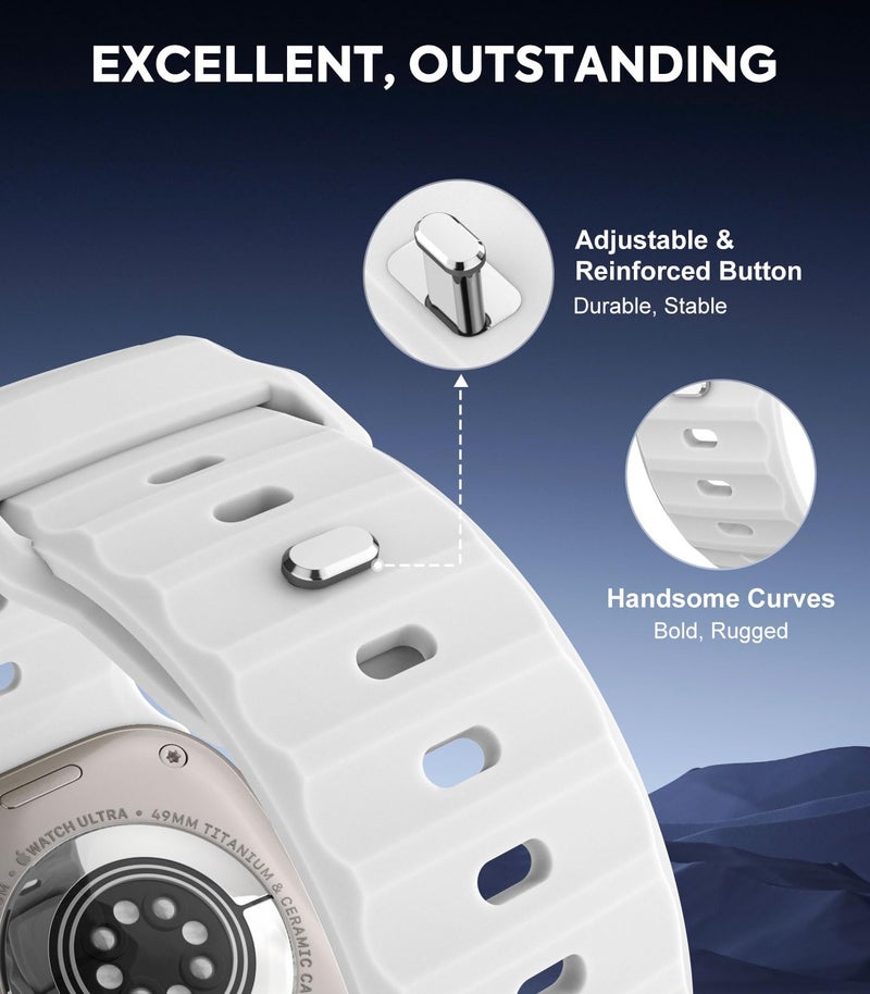 MoKo 3Pack Ocean Band Compatible with Apple Watch Ultra 3/2/1 49mm,S11/S10 46mm,9/8/7 45mm,SE3/SE2/SE/6/5/4 44mm,3/2/1 42mm, Silicone Replacement Strap Sport Wrist Band for Men Women,F/W/B - Image 3