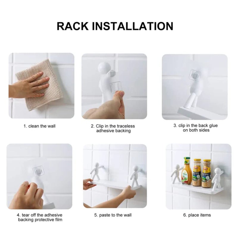 Shynora 2-Pack Multipurpose Bathroom/Kitchen Storage Organizer Rack Wall Mounted Floating Shelf-Shelves (No Drilling) Bathroom Accessories - ABS Platstic Material (White) - Image 5