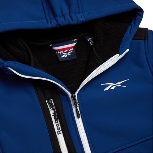 Reebok Boys Softshell Jacket - Soft Cozy Brushed Sherpa Fleece Lined Softshell Winter Coat Hooded Windbreaker Jacket for Boys, Size 8, Batik Blue - Image 5