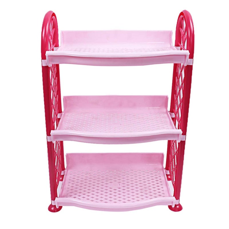 Kuber Industries Plastic 3 Layer Multipurpose Storage Organizer Rack for Kitchen, Bathroom, Living Room, Bedroom (Pink)- CTKTC037682 - Image 3