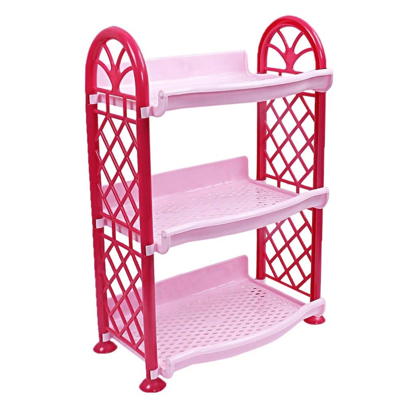 Kuber Industries Plastic 3 Layer Multipurpose Storage Organizer Rack for Kitchen, Bathroom, Living Room, Bedroom (Pink)- CTKTC037682 - Image 1