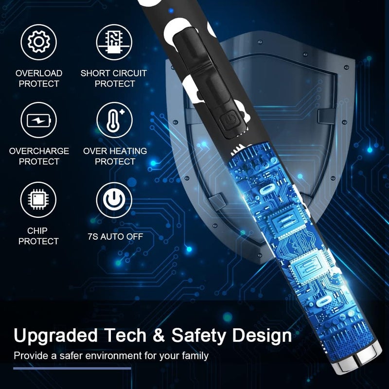 SUPRUS Electric Candle Lighter USB Type C Rechargeable Lighter with Upgraded LED Battery Display Safety Switch Flameless Plasma Windproof for Candle Cooking BBQs Fireworks (Skull) - Image 4