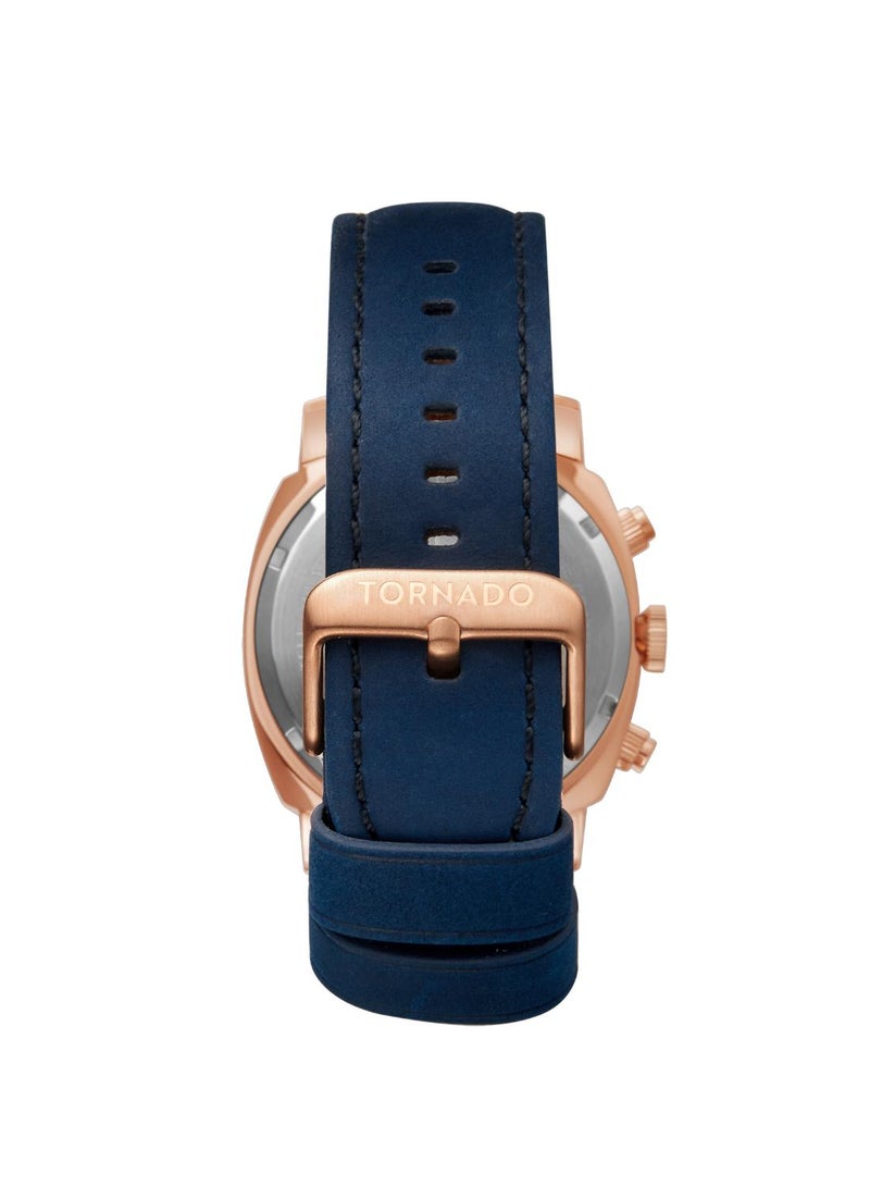 Tornado LUMINA CHRONOSPHERE Men's Japan Quartz Movement Watch, Chronograph Display and Suede Leather Strap - T9102-RLNN, Blue - Image 3