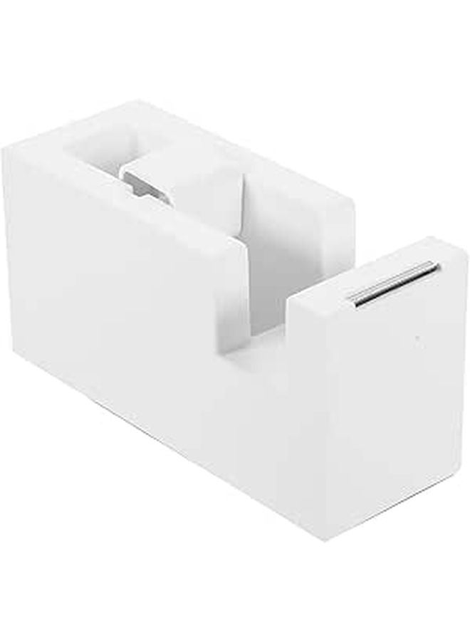 White Desk Tape Dispenser With Cutter Non Skid Base Portable Office Tape Holder - Image 1