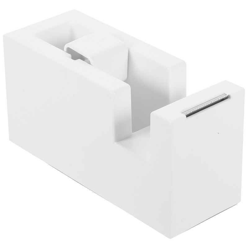 White Desk Tape Dispenser With Cutter Non Skid Base Portable Office Tape Holder - Image 2