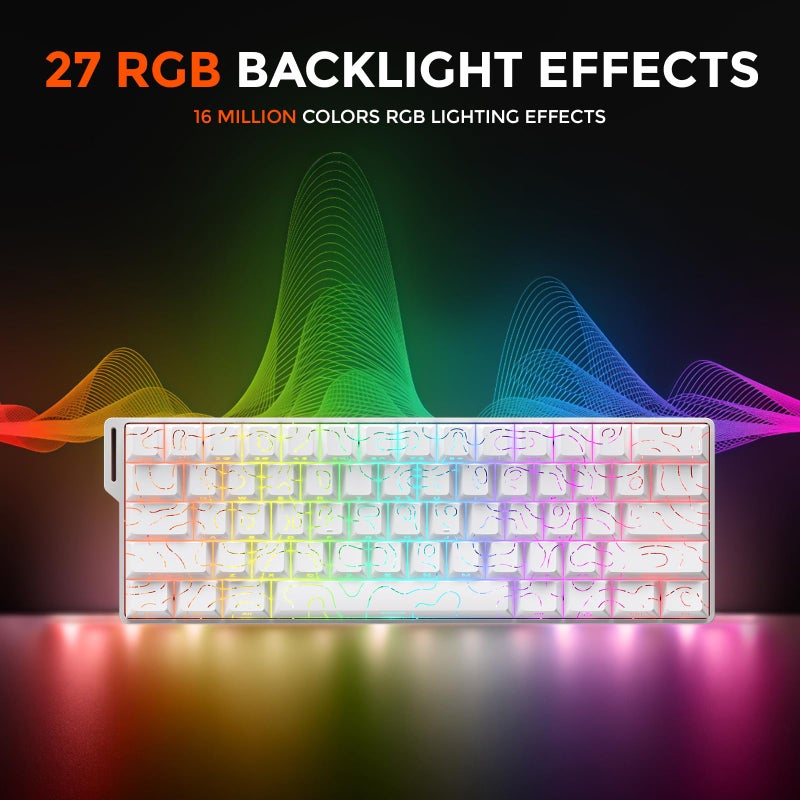 DAREU COOL60 60% Hall Effect Gaming Keyboard with Magnetic Switch, SOCD, 0.01mm Actuation Adjustable Rapid Trigger,8000 Hz Polling, Topographic PBT Keycaps, Hot-swap, RGB Backlit - Image 5