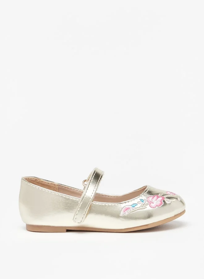 فلورا بيلا من شو إكسبرس Girl's Embroidered Ballerinas with Hook and Loop Closure