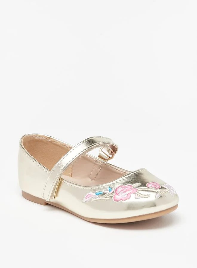فلورا بيلا من شو إكسبرس Girl's Embroidered Ballerinas with Hook and Loop Closure