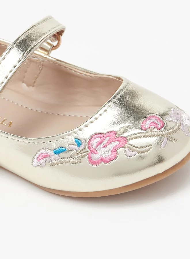 فلورا بيلا من شو إكسبرس Girl's Embroidered Ballerinas with Hook and Loop Closure