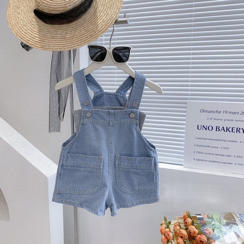 Girls' Denim Overalls Shorts Korean Children'S Clothing Baby Boys And Girls Loose Shorts Casual Pants Summer J1002 - Image 4