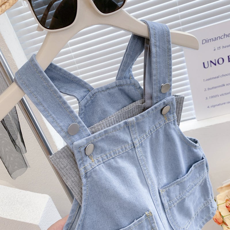 Girls' Denim Overalls Shorts Korean Children'S Clothing Baby Boys And Girls Loose Shorts Casual Pants Summer J1002 - Image 5
