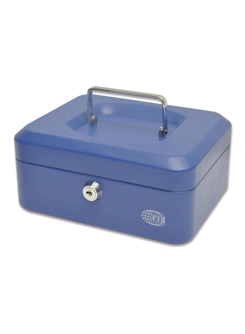 FIS Cash Box Steel Blue Color With key lock, 200 x 160 x 90 mm, 8 Inch Lock Size - FSCPTS0032BL - Image 1