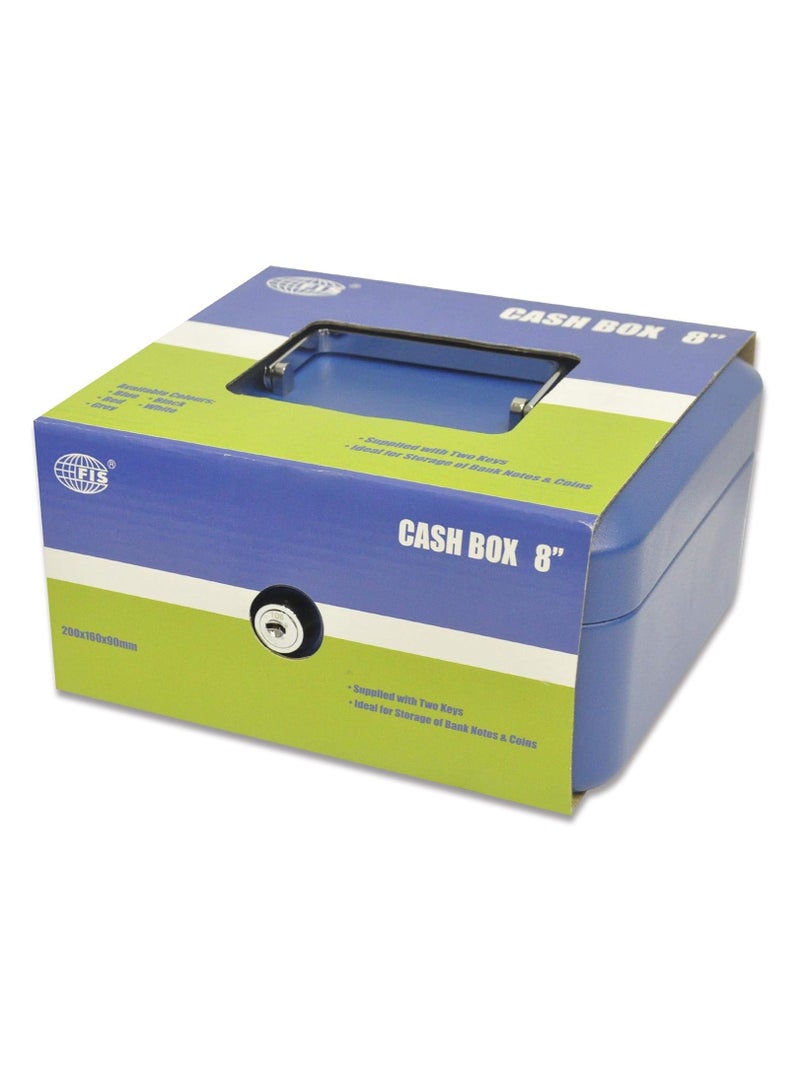 FIS Cash Box Steel Blue Color With key lock, 200 x 160 x 90 mm, 8 Inch Lock Size - FSCPTS0032BL - Image 4