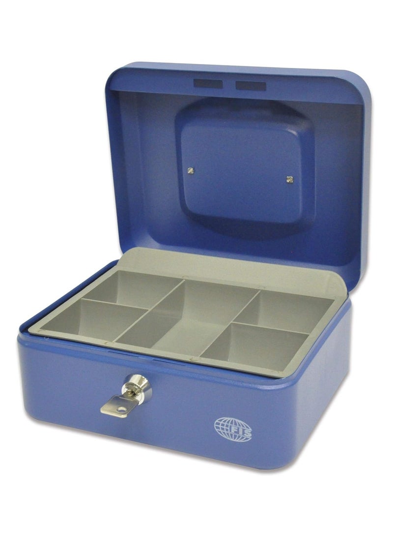 FIS Cash Box Steel Blue Color With key lock, 200 x 160 x 90 mm, 8 Inch Lock Size - FSCPTS0032BL - Image 2