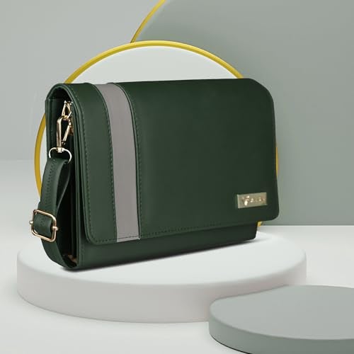 ALSU Women's trendy Sling Bag Green | handbag | purse | crossbody bag| deattachable straps |card slots (irf-019grn) - Image 5