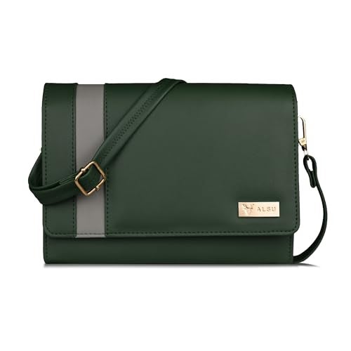 ALSU Women's trendy Sling Bag Green | handbag | purse | crossbody bag| deattachable straps |card slots (irf-019grn) - Image 1