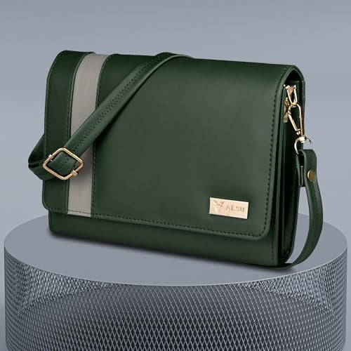 ALSU Women's trendy Sling Bag Green | handbag | purse | crossbody bag| deattachable straps |card slots (irf-019grn) - Image 2