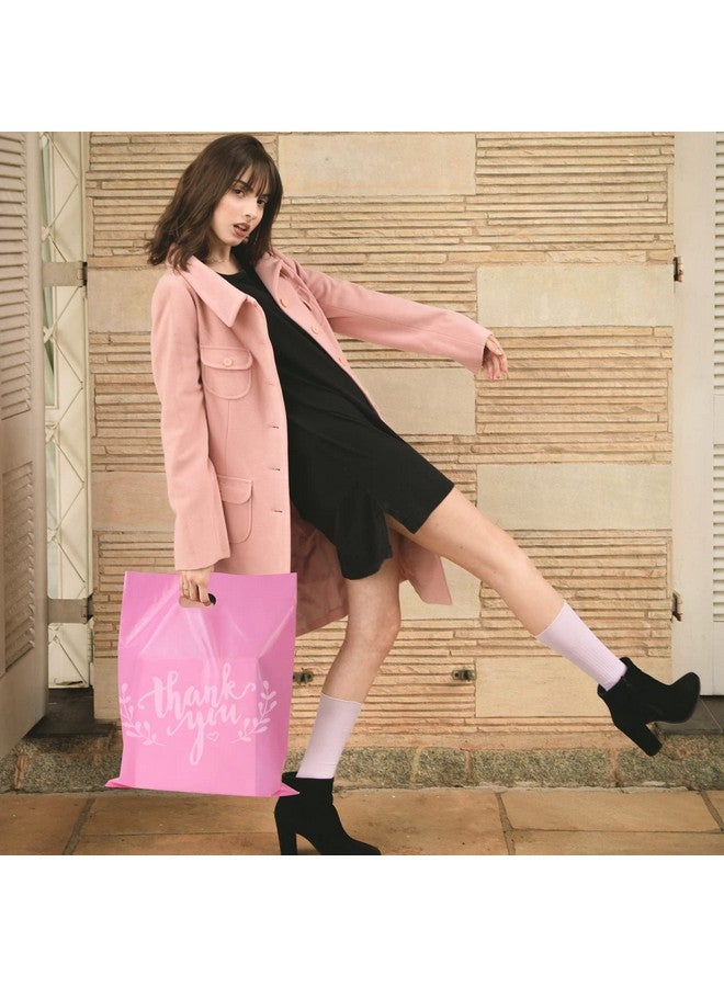 ليزي مي أكياس بضائع LazyMe Thank You، أكياس تسوق للبيع بالتجزئة للبوتيكات، أكياس هدايا، أكياس بلاستيكية مقطوعة بالقالب بكميات كبيرة، 2.36 مل 12 × 15 بوصة (وردي مع طباعة بيضاء، 100 قطعة) - Image 5