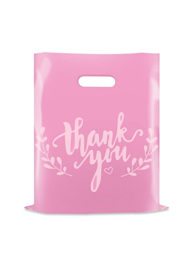 ليزي مي أكياس بضائع LazyMe Thank You، أكياس تسوق للبيع بالتجزئة للبوتيكات، أكياس هدايا، أكياس بلاستيكية مقطوعة بالقالب بكميات كبيرة، 2.36 مل 12 × 15 بوصة (وردي مع طباعة بيضاء، 100 قطعة) - Image 1